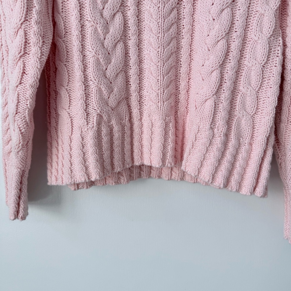J Crew Cable Knit Crewneck Sweater in Delicate Bloom - Picture 9 of 15